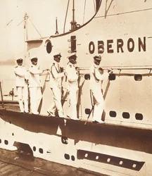 King Edward VIII Aboard a Submarine, Making His Way Round the Conning Tower of H.M.S. Oberon